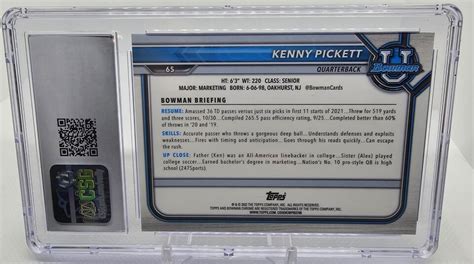 Bowman University Refractor Kenny Pickett Rc Eagles Gem Mint