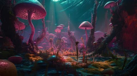 Ai Art Aliens Landscape Planet Colorful Mushroom Wallpaper - Resolution ...