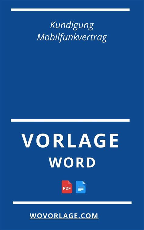 Kündigung Mobilfunkvertrag Vorlage WORD PDF Muster