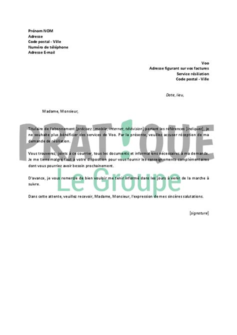 Lettre De R Siliation Voo Pratique Fr