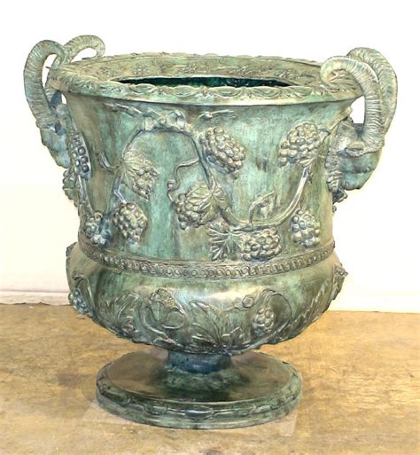 Bronze Grape Vine Urn Green Patina