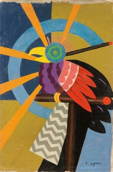 Fortunato Depero Pappagallo Oil Painting On Canvas In Oil