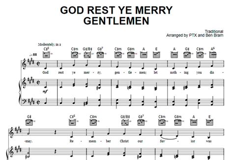 Pentatonix God Rest Ye Merry Gentlemen Free Sheet Music Pdf For Piano The Piano Notes