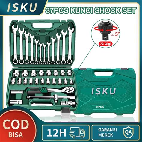 Jual ISKU Kunci Shock Set 37pcs Full Lengkap Socket Toolkit 12pcs Kunci