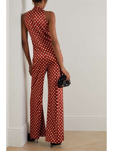 Caroline Constas Meredith Polka Dot Silk Blend Satin Jumpsuit Net A