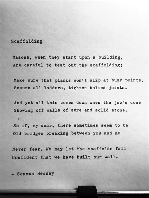 Seamus Heaney Scaffolding Hand Typed Poem Vintage Typewriter Etsy Uk