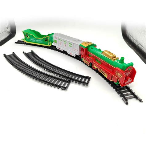 Set Trenulet De Jucarie Cu Motiv De Craciun Locomotiva Cu Doua Vagoane