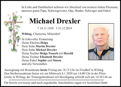 Traueranzeigen Von Michael Drexler Mittelbayerische Trauer