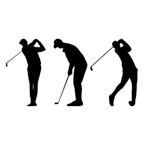 Silueta de una ilustración de vector de jugador de golf Vector Premium