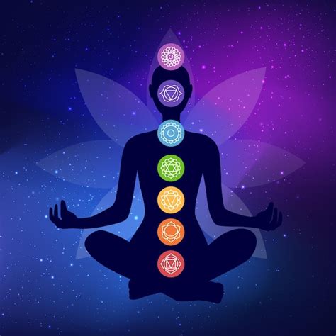 Premium Vector Human Body Silhouette With Chakras Icons