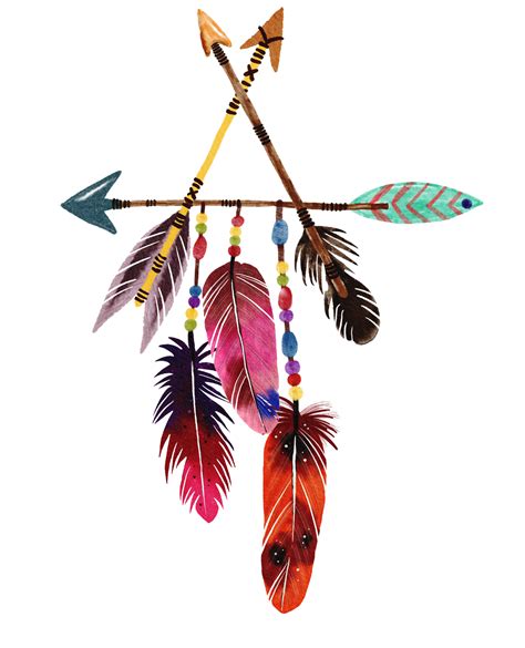 Bohemian Feather Watercolor Painted Png