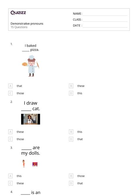 Demonstrative Pronouns Worksheets For Rd Grade On Quizizz Free