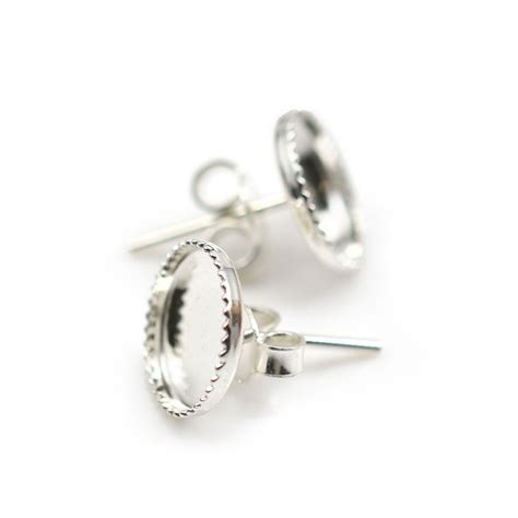 Clous D Oreilles Plateau En Argent 925 Rond Pour Cabochon 10mm Pas Cher