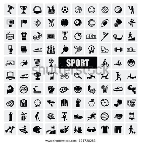 Vector Black Sports Icons Set On Stock Vector (Royalty Free) 121728283 ...