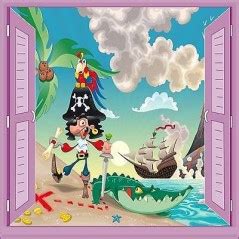 Sticker enfant Pirate fenêtre trompe l oeil réf 925