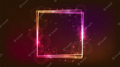 Premium Vector Neon Square Frame With Shining Effects And Sparkles