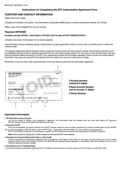 Free Eft Authorization Form Template