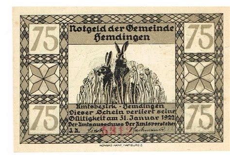 75 Pfennig Municipio De Hemdingen Numista