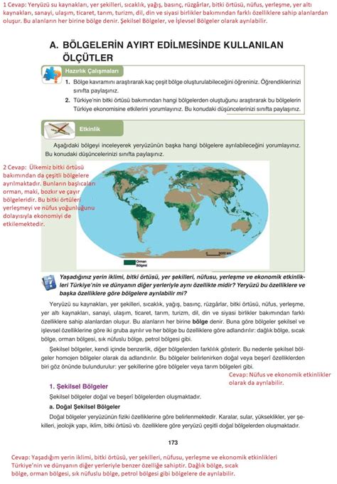 9 Sınıf Coğrafya Gün Yayınları Sayfa 173 Cevapları