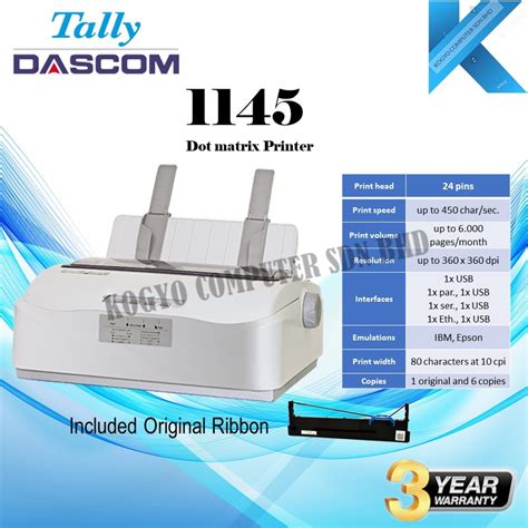 Tally Dascom Column Pins Dot Matrix Printer Lq