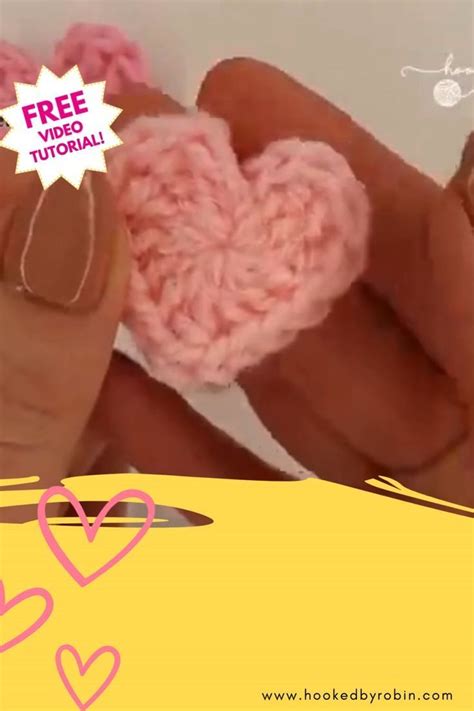 Crochet Tiny Heart Free Video Tutorial Written Pattern Hooked By