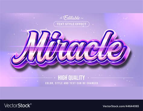 Editable Text Style Effect Miracle Text Style Vector Image