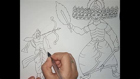 How To Draw Ravana Ram Fight Scene Drawing Dussehra Festival For Kids | Images and Photos finder