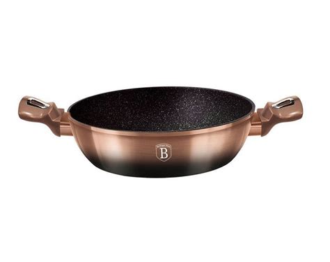 GARNEK Z POWŁOKĄ GRANITOWĄ 3 8L 28cm BERLINGER HAUS ROSE GOLD NOIR BH