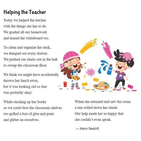 New Funny Poem For Kids Helping The Teacher