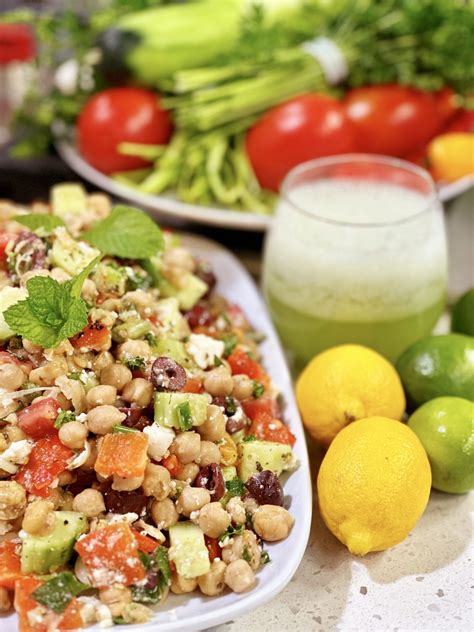 Mediterranean Chickpea Salad With A Minty Lemon Lime Slushy Cooking With Chef Bryan