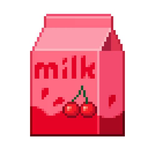 An 8 Bit Retro Styled Pixel Art Illustration Of Cherry Milk 25212496 PNG