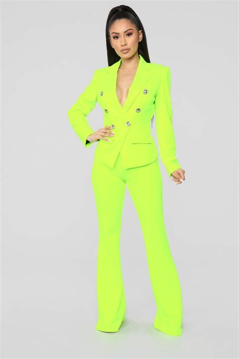 Eye Catcher Suit Set Neon Yellow Yellow Suit Yellow Fashion Fashion