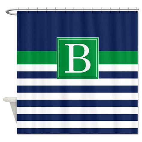 Custom Striped Shower Curtain Personalized W Monogram Etsy