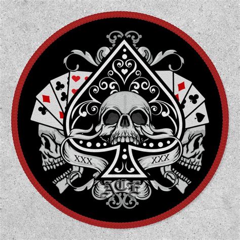 Ace Of Spades Skulls Playing Cards Patch Zazzle Ace Of Spades Playing Cards Art King Card