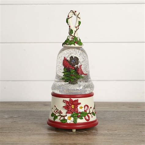 Christmas Cardinal Bell Glitter Globe Cracker Barrel