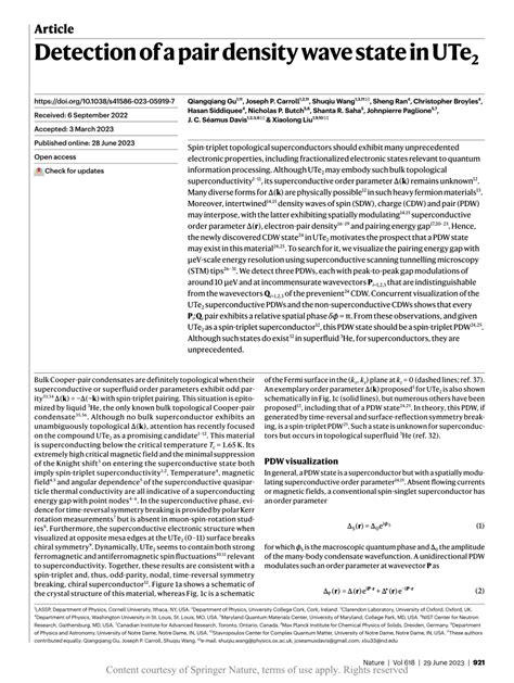 Pdf Detection Of A Pair Density Wave State In Ute