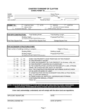 Fillable Online Zoning Permits Clayton Township Fax Email Print