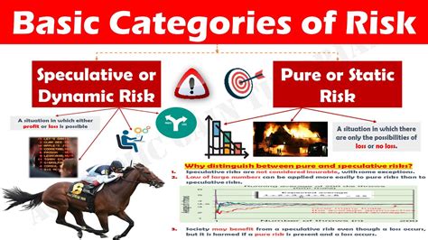 Basic Categories Of Risk Speculative Or Dynamic Risk And Pure Or Static Risk Youtube