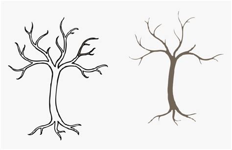 Simple Bare Tree Drawing, HD Png Download - kindpng