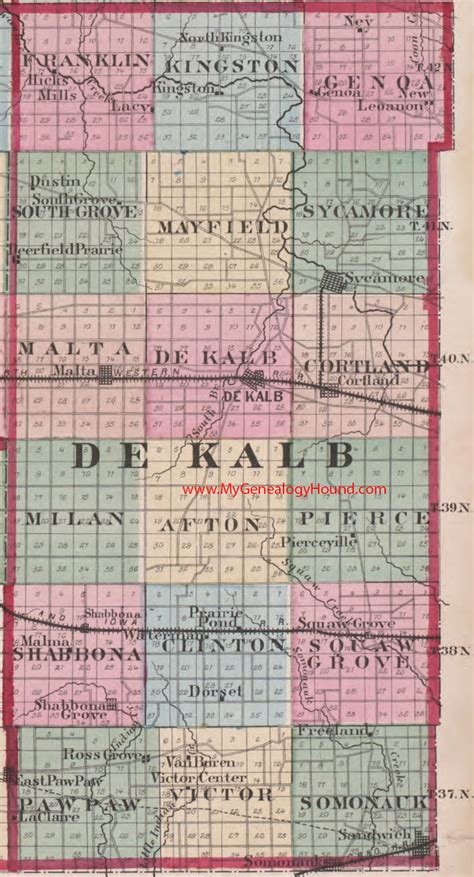 Dekalb County, Illinois 1870 Map