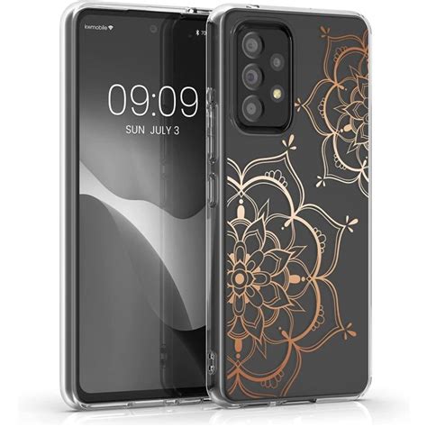 Kwmobile Slim Fit Gel Case Flower Twins 58800 02 Θήκη Σιλικόνης Διάφανη Ροζ Χρυσό Samsung