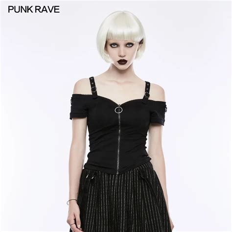 Punk Rave Fashion Casual Off The Shoulder Cotton Short Sleeve Sexy