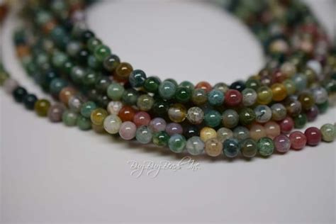 4mm Indian Agate Round Beads Natural Stone Beads 1 Strand Etsy