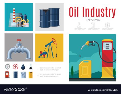 Flat Oil Industry Infographic Template Royalty Free Vector