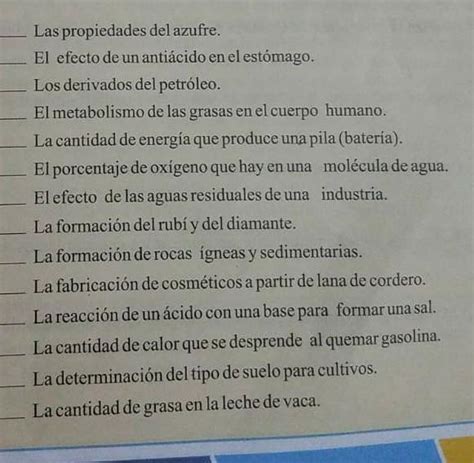 Hola Me Pueden Decir Que Rama De La Quimica Es Cada Una De Esas