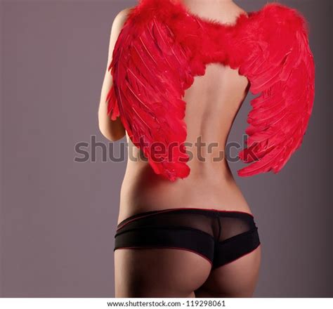Beautiful Nude Woman Red Wings Stock Photo Shutterstock