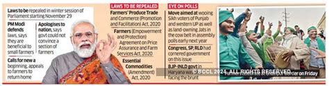 Farm Laws News Centre To Roll Back 3 Farm Laws Pm Modi Urges