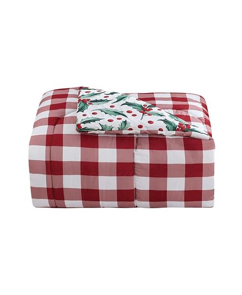 Sunham Holiday Gingham 3 Pc Full Queen Comforter Set Created For Macy