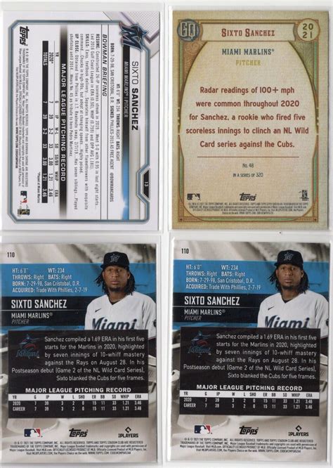 Sixto Sanchez Miami Marlins Bowman Rookie Lot X Sweet