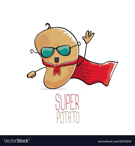 Funny Cartoon Cute Brown Super Potato Royalty Free Vector